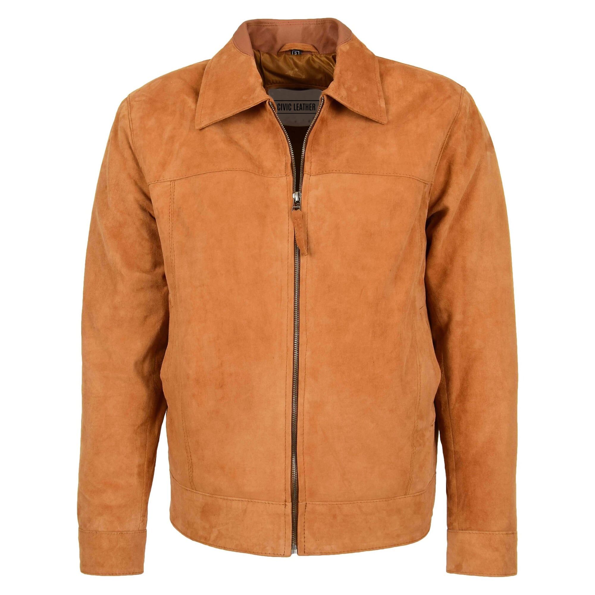 Mens Real Suede Casual Harrington Jacket Larry Tan