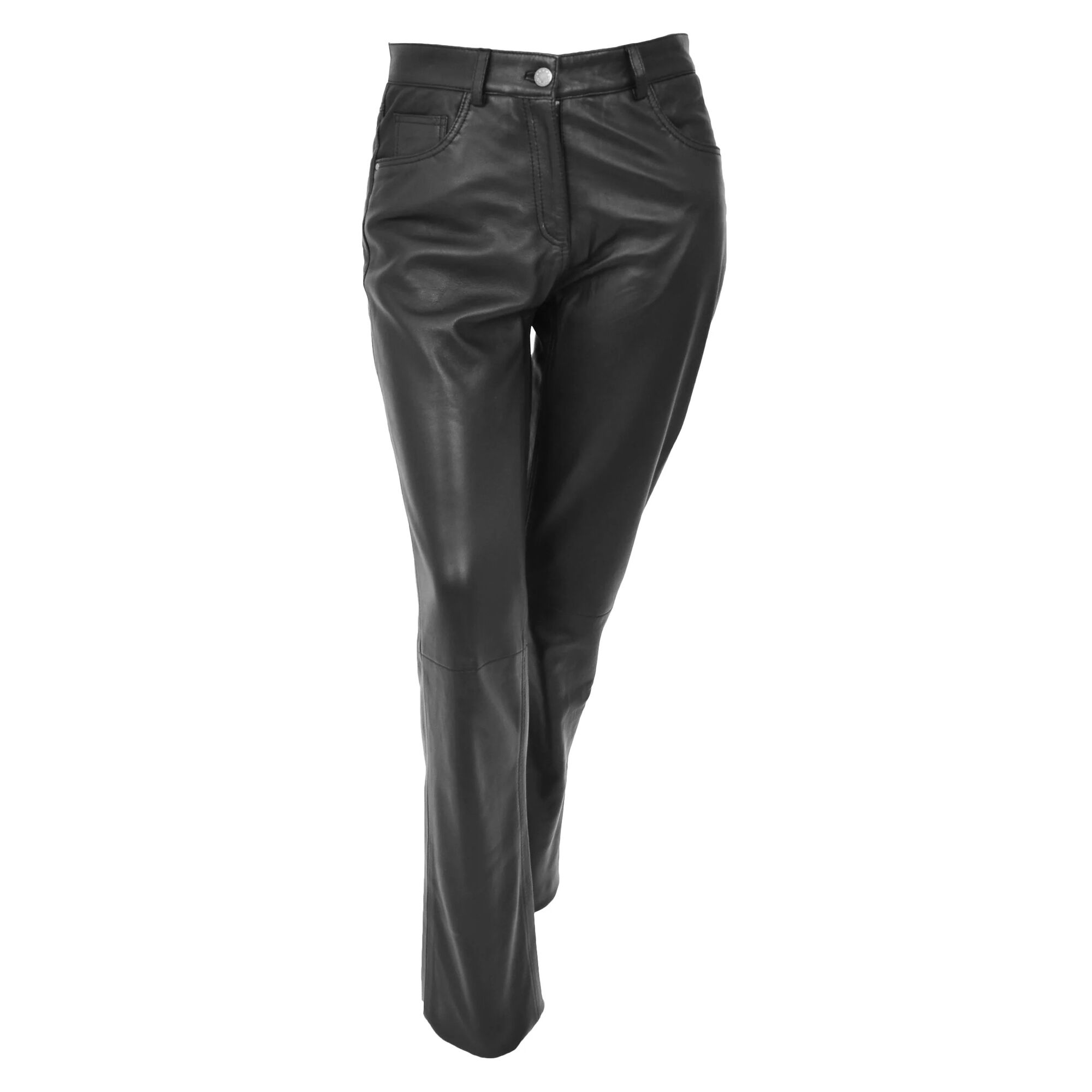 Ladies Leather Slim Fit Trousers Black